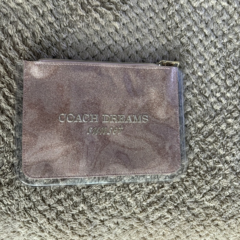 COACH Dreams Live Pink Glitter Cosmetic Makeup Bag Clutch or Pencil Pouch